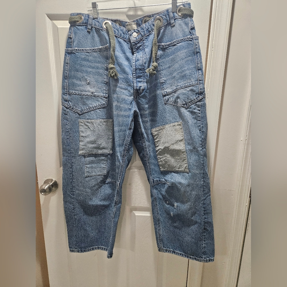 Free People-  We the Free Women's Moxie Barrel Jeans 32 Blue - Picture 4 of 14